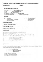 English worksheet: simple past tense and could