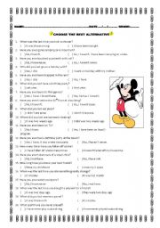 English Worksheet: PRESENT PERFECT - SIMPLE PAST - MULTIPLE CHOICE