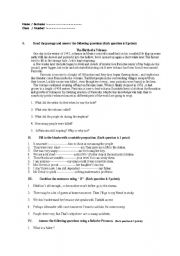 English Worksheet: English Exam for low intermediate and intermediate students