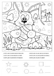 Easter bunny color& count for young learners
