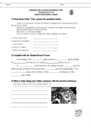 English Worksheet: SImple Present Present continuous practise / test