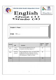 English worksheet: unit test 