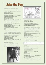 English Worksheet: Jake the Peg ( a touch of Australiana) by Rolf Harris