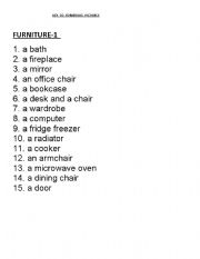 English worksheet: furniture  and Rooms
