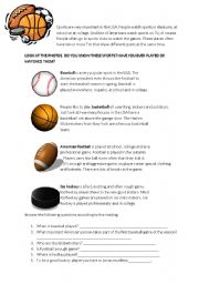 English Worksheet: Sports in the USA