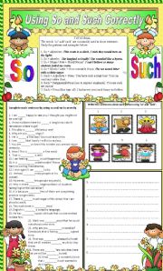 English Worksheet: SO AND SUCH