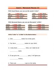 English Worksheet: Count - noncount nouns