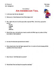 English worksheet: An American Tale Film Guide