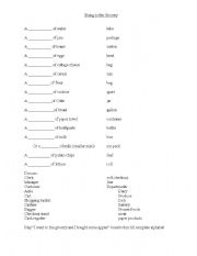 English Worksheet: Going to the Grocery