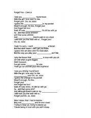 English worksheet: Forget you- ceelo fill in the blank