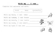 English Worksheet: With my......I can.....