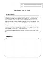 English worksheet: Turn into past simple worksheet
