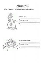 English Worksheet: monsters