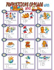 PREPOSITIONS OF PLACE WITH THE SMURFS AND GARFIELD