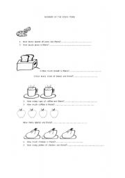 English worksheet: number of the food items