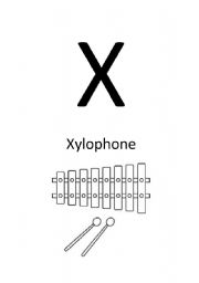 English Worksheet: X for Xylophone
