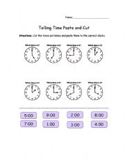 English Worksheet: telling time