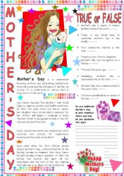 Mothers Day: a text with comprehension question and a writing activity