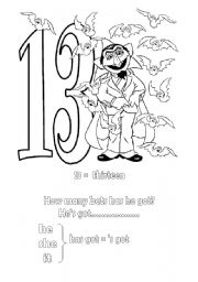 English Worksheet: thirteen