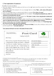 English Worksheet: post card
