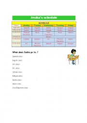 English Worksheet: Jesikas shcedule