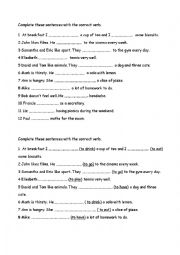 English worksheet: Complete with the right verb