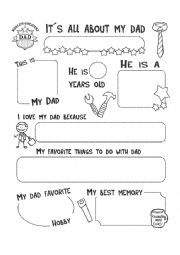 English Worksheet: Its all about my dad