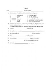 English worksheet: World Link 2 Unit 1 Quiz