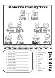 English Worksheet: Roberts Family Tree