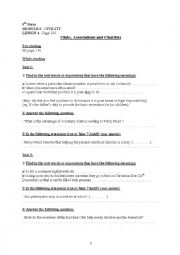 English Worksheet: 9th gr, module 6 lesson 4 : Clubs, Associations And Charities