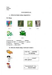 English worksheet: exam sample