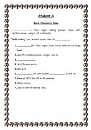 English Worksheet: Cake Baking Cloze