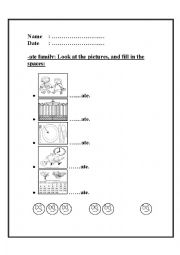 English Worksheet: -ate word family