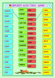 English Worksheet: Opposite Adjectives - Game