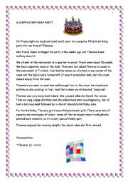 A Surprise Birthday Party - ESL worksheet by Apodo
