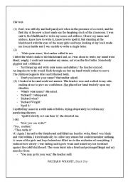 English Worksheet: Reading about first day at school