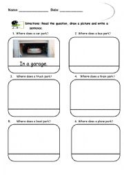 English Worksheet: Where Does It Park?