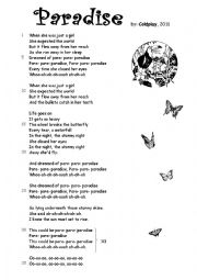 English Worksheet: Paradise by Coldplay  (with exercises)