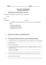English worksheet: THE LAST OF THE MOHICANS-READING COMPREHENSION