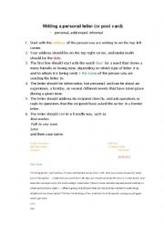 English Worksheet: How to write a personal letter