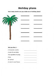 English Worksheet: Holidays