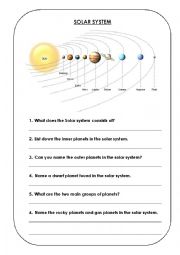 solar system esl worksheet by inaumar