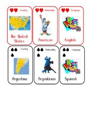 Countries and Nationalities Card Game 4 USA Argentina