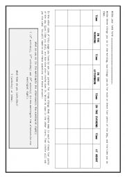 English Worksheet: routines and times