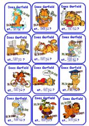 Garfield daily routine and time go fish cards!