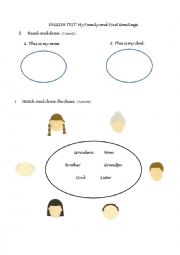 English Worksheet: Test: My Family and First Greetings