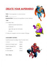 English Worksheet: Create your Superhero!