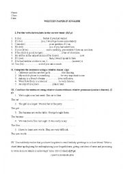 English worksheet: test paper