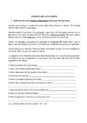 English Worksheet: Feeding Relationships