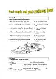English Worksheet: Past simple and Past continuous